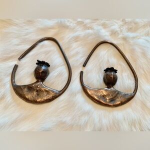 Big Poppy Flowers Ear Hangers by Artist FeralHag